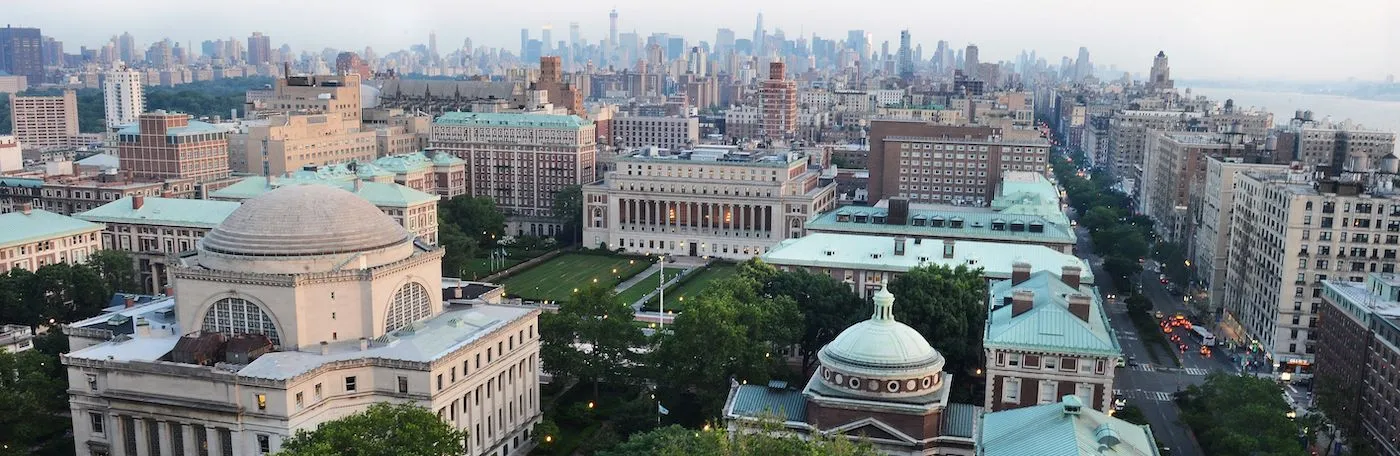Bird's-eye view of Columbia University's Morningside Heights campus